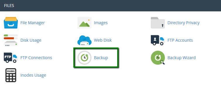 The Backup entry in cPanel