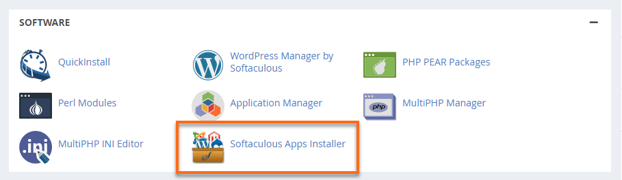 Softaculous in the cPanel Software section