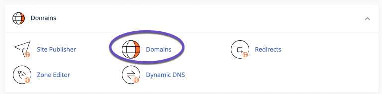 The Domains section in cPanel