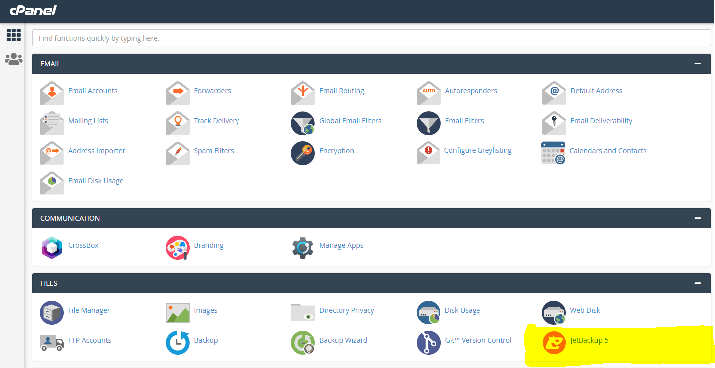 JetBackup 5 in cPanel