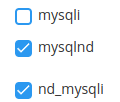 The Extensions tab showing MySQL extensions