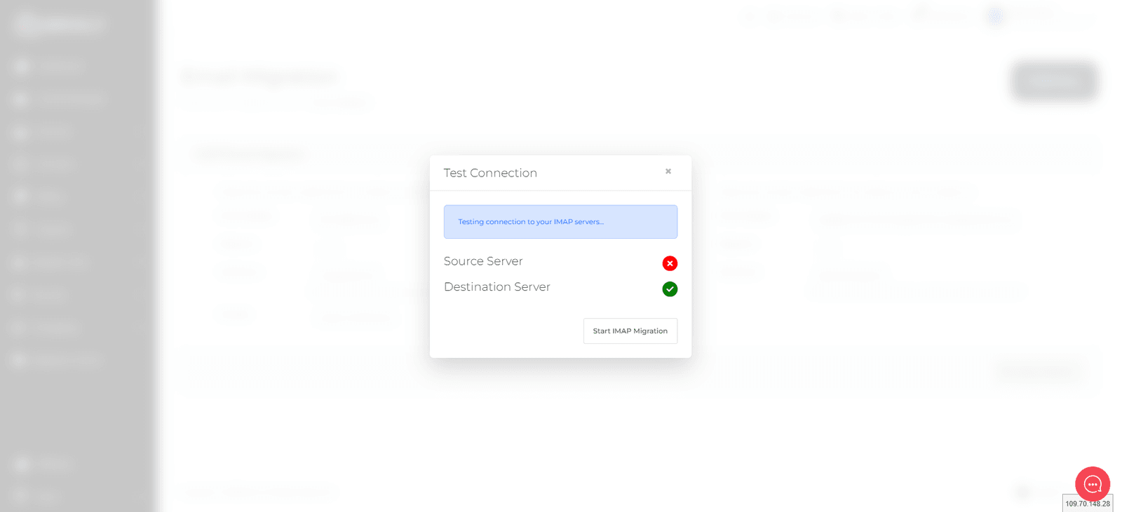 The connection test showing both servers validated
