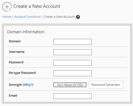 The domain information form