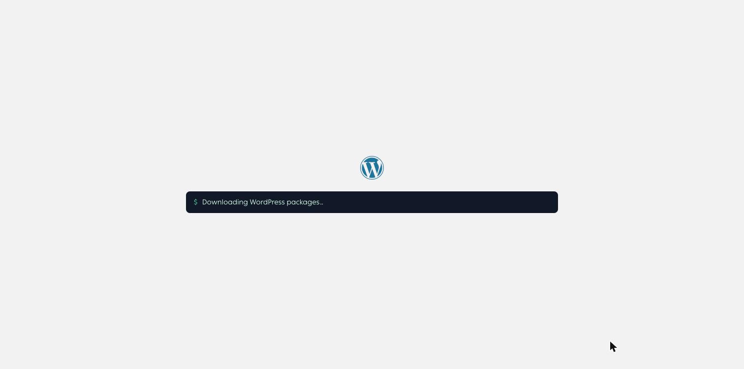 The provisioning screen while WordPress packages are downloaded