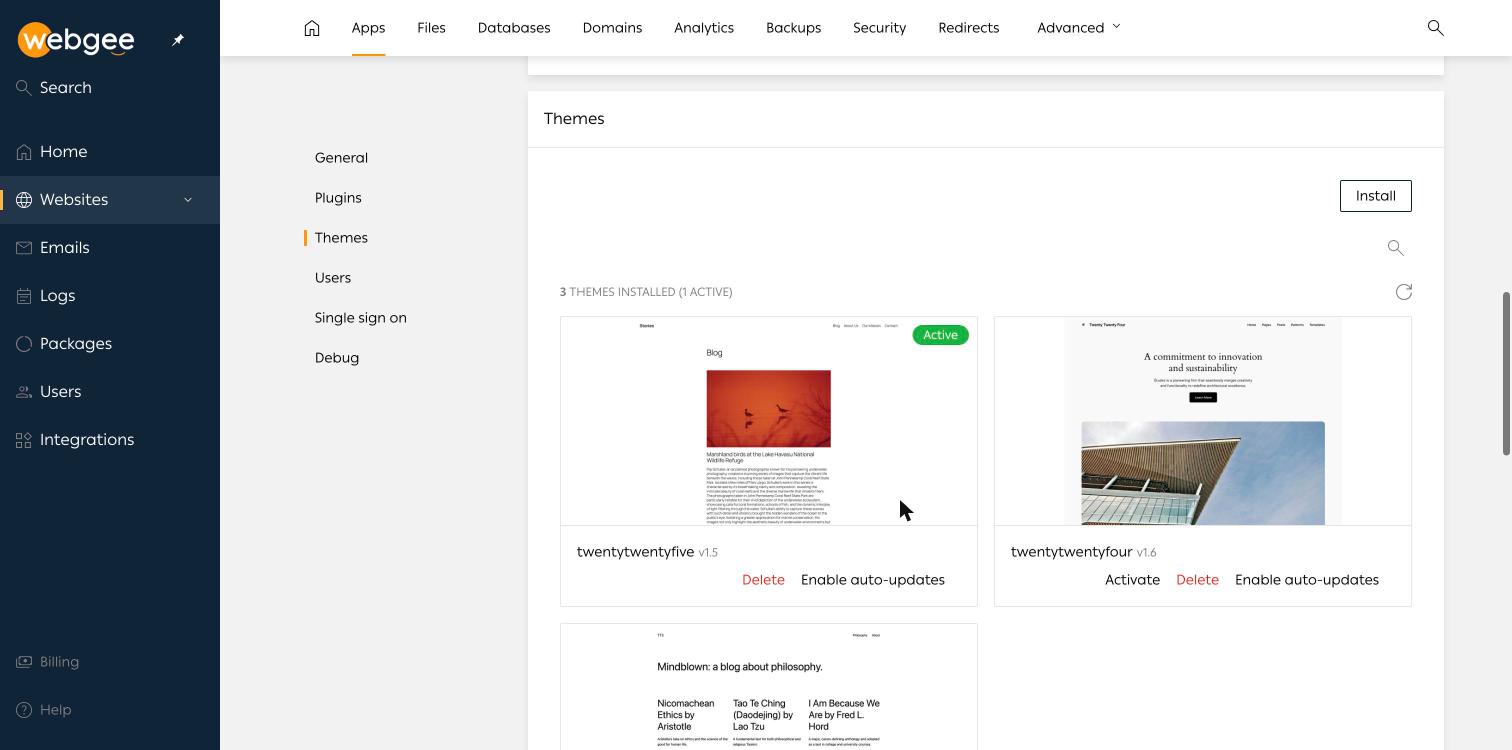 The Toolkit themes grid, showing the active theme and available themes
