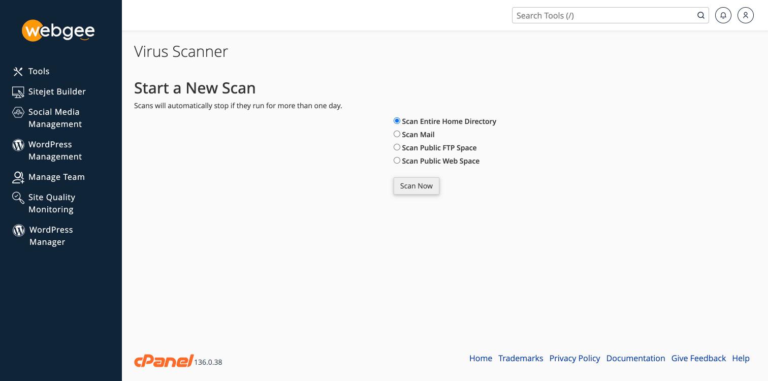 The Virus Scanner scan targets